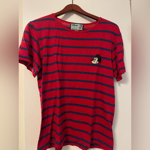 Men’s X Disney Mickey Mouse-patch Striped T-shirt - Picture 1 of 5